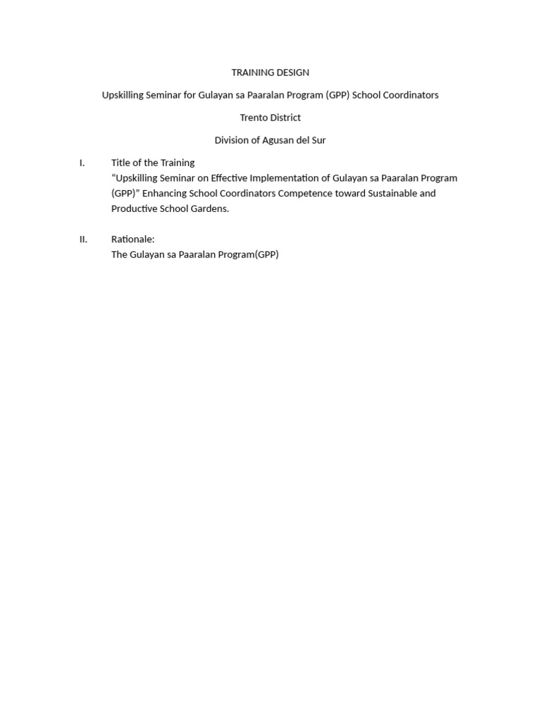 Training Design | PDF