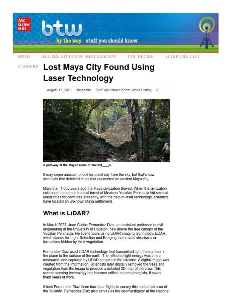 Lost Maya City Discovered PDF Lidar Maya Civilization