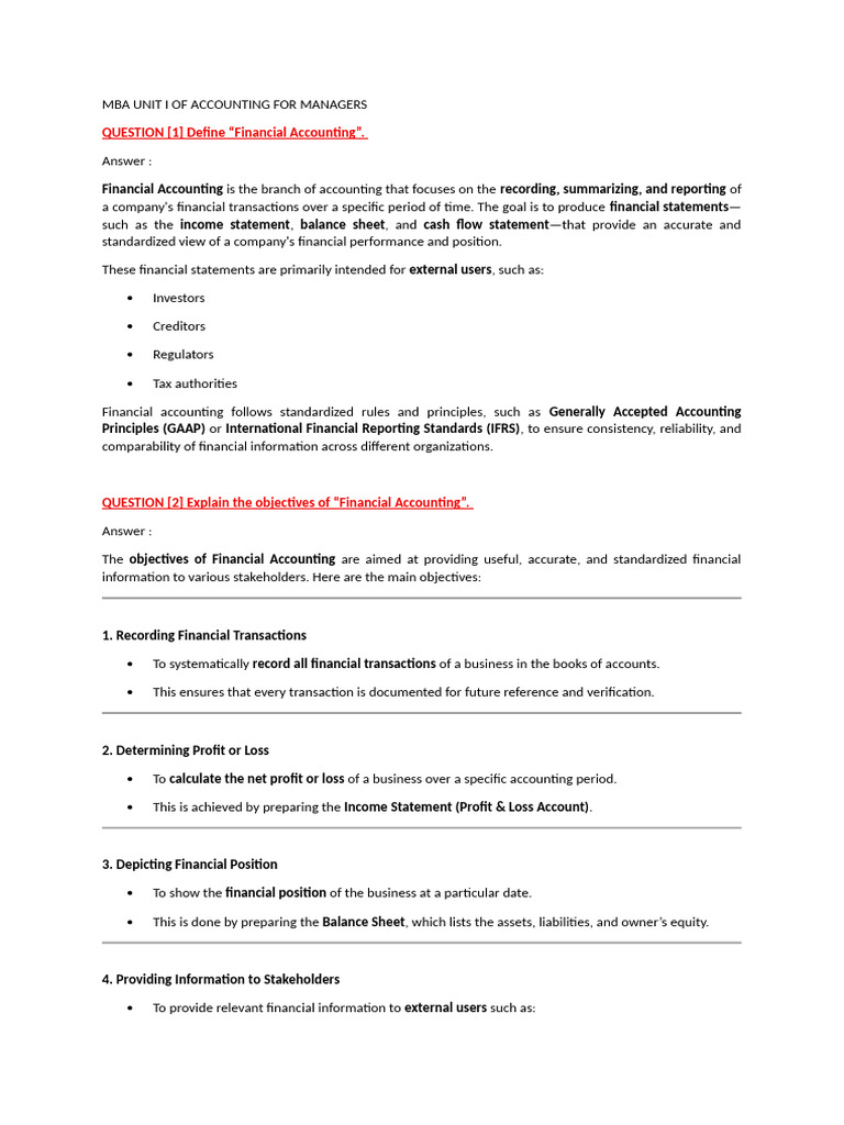 Financial Accounting Overview for Managers | PDF | Financial Accounting ...