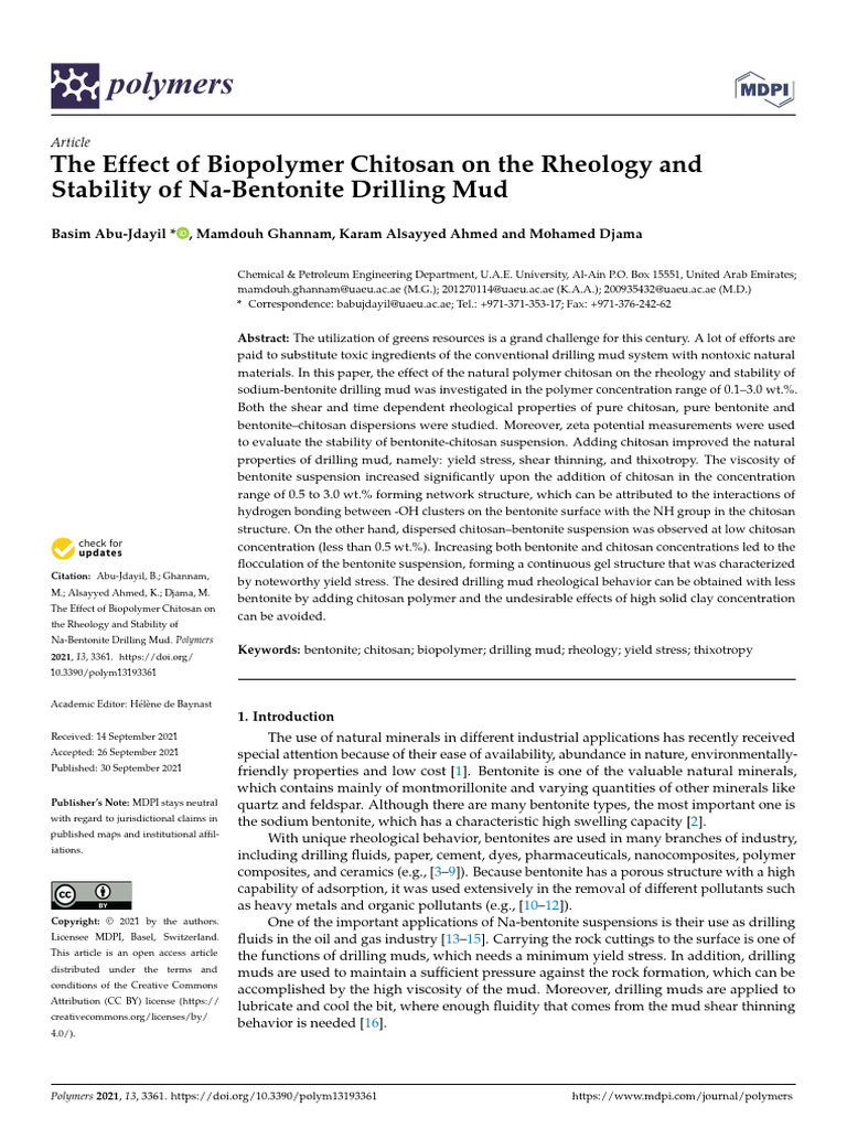 The Effect of Biopolymer Chitosan On The Rheology and Stability of Na ...