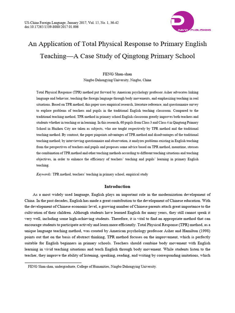 Enhancing Primary English Teaching with TPR | PDF | Teachers | Teaching ...