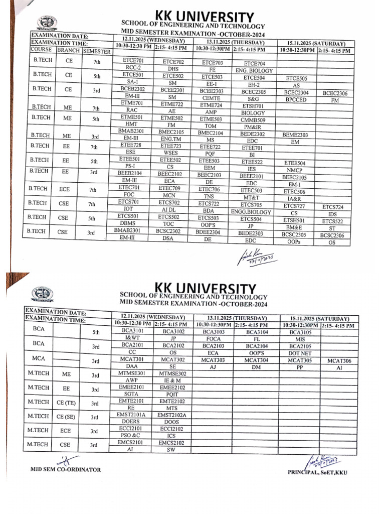 Mid Term Schedule Nov25 | PDF