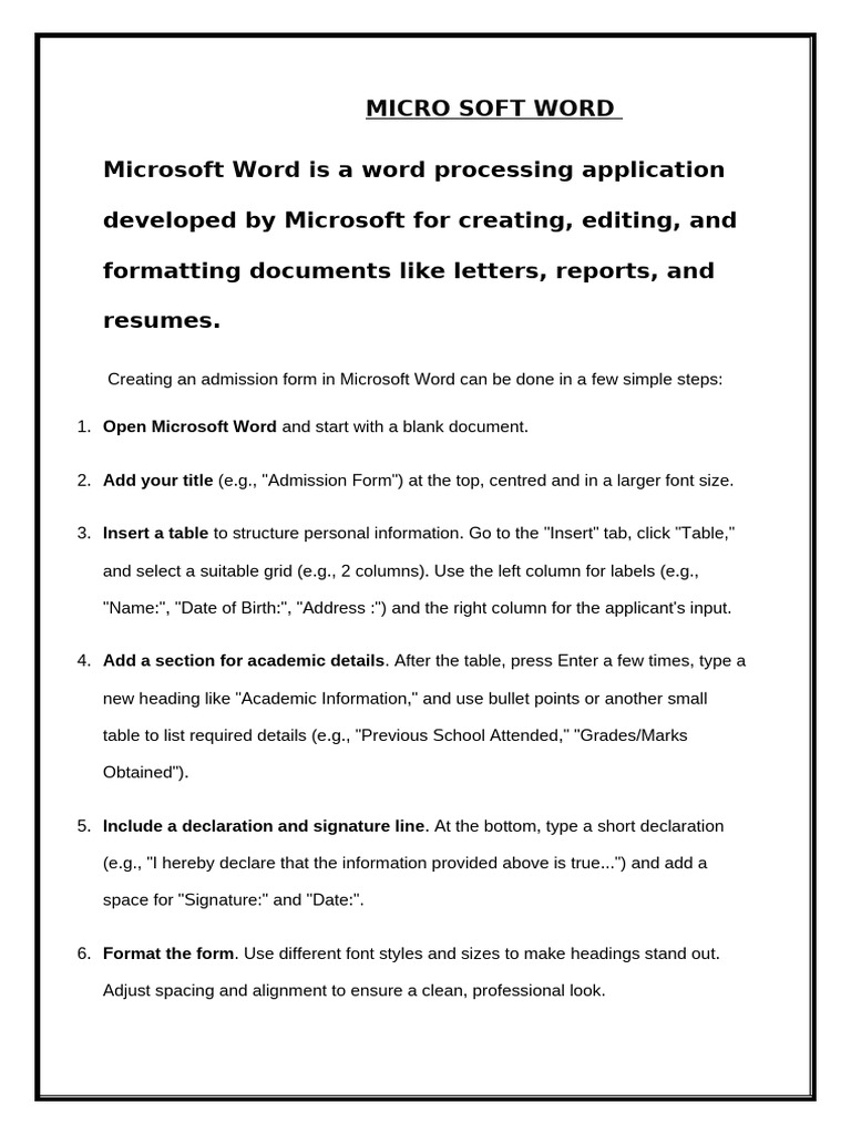 Micro Soft Word Steps | PDF