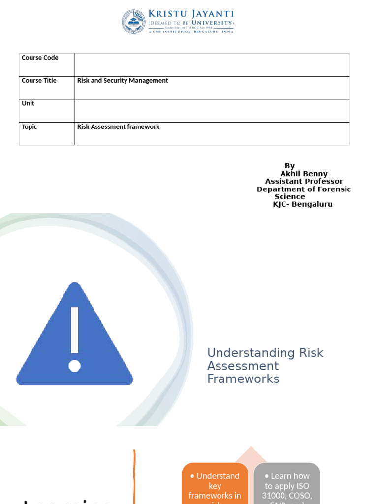 Risk Assessment Frameworks Explained | PDF | Risk | Risk Management