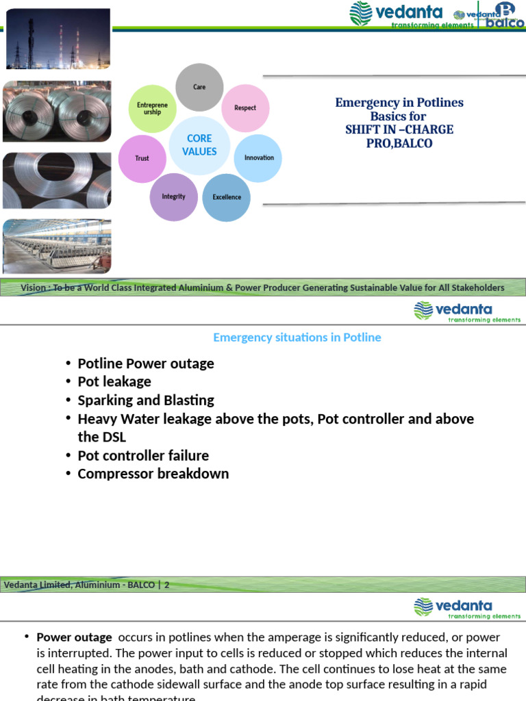 Emergency Procedures for Potline Issues | PDF | Cathode | Aluminium