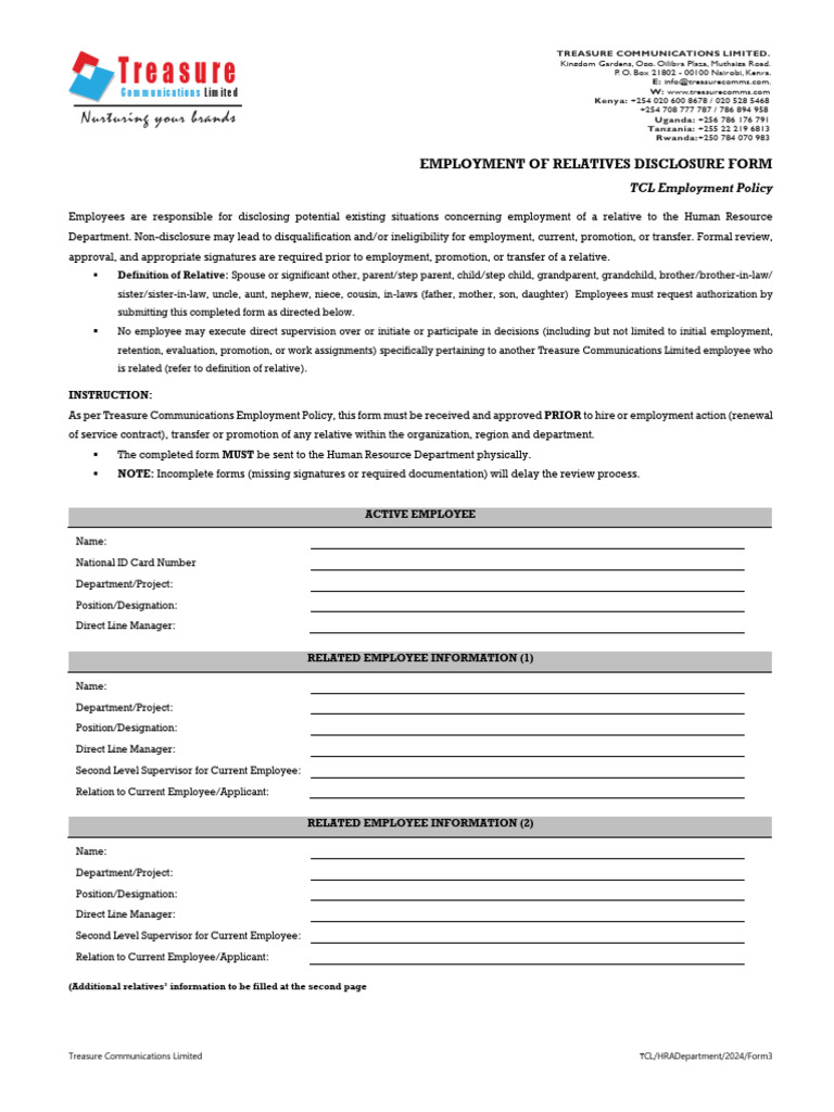 Employee Relative Declaration Form - (2024) - KE | PDF