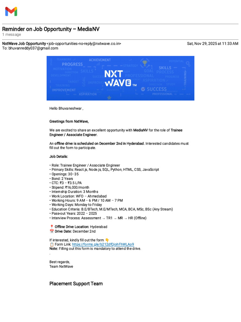MediaNV Trainee Engineer Job Alert | PDF