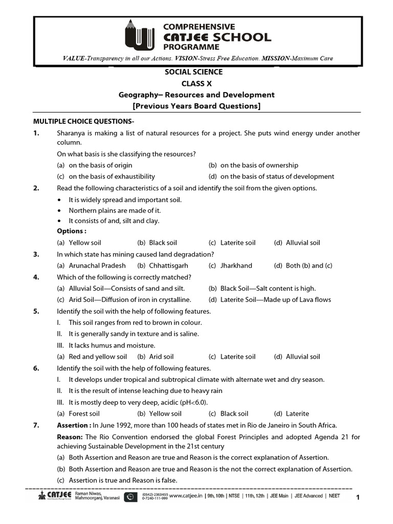 Geography Resources MCQs and Solutions | PDF | Soil | Earth Sciences