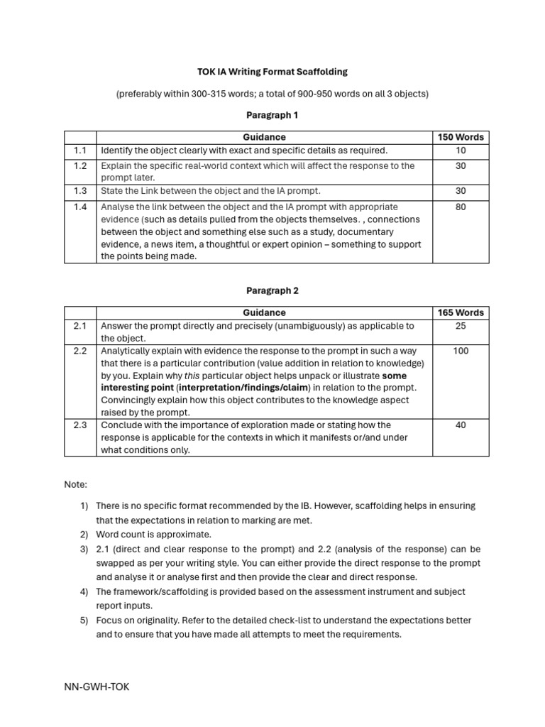 TOK IA Writing Format Guide | PDF | Knowledge | Cognition