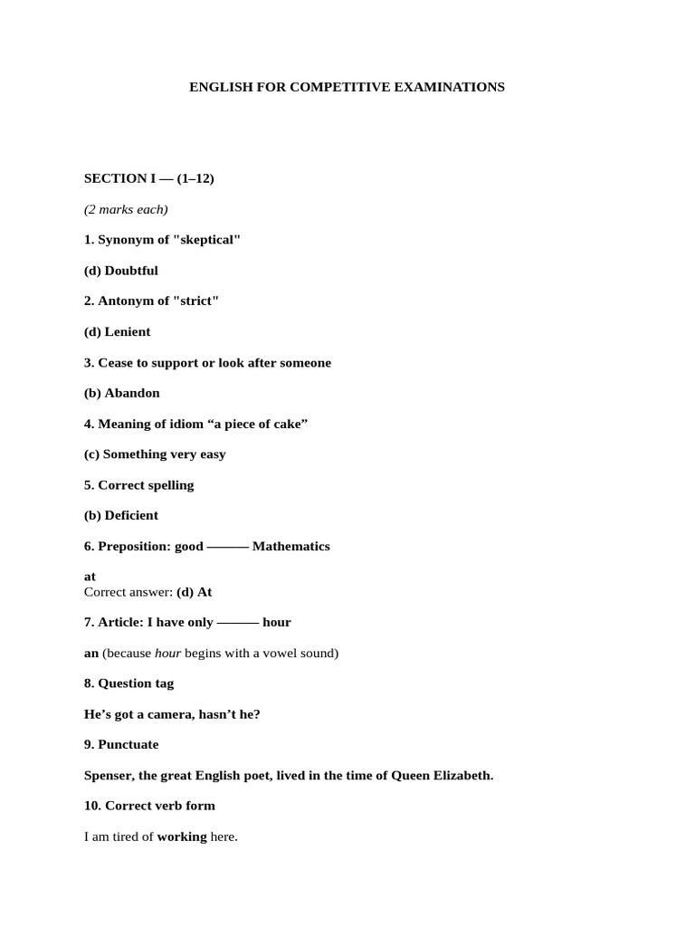 English Skills for Competitive Exams | PDF | English Language ...