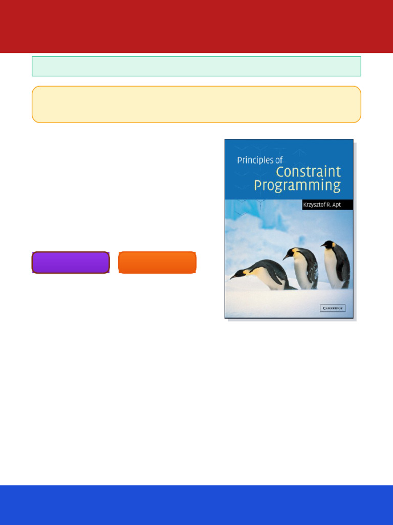 Principles of Constraint Programming 1st Edition Krzysztof Apt ebook ...