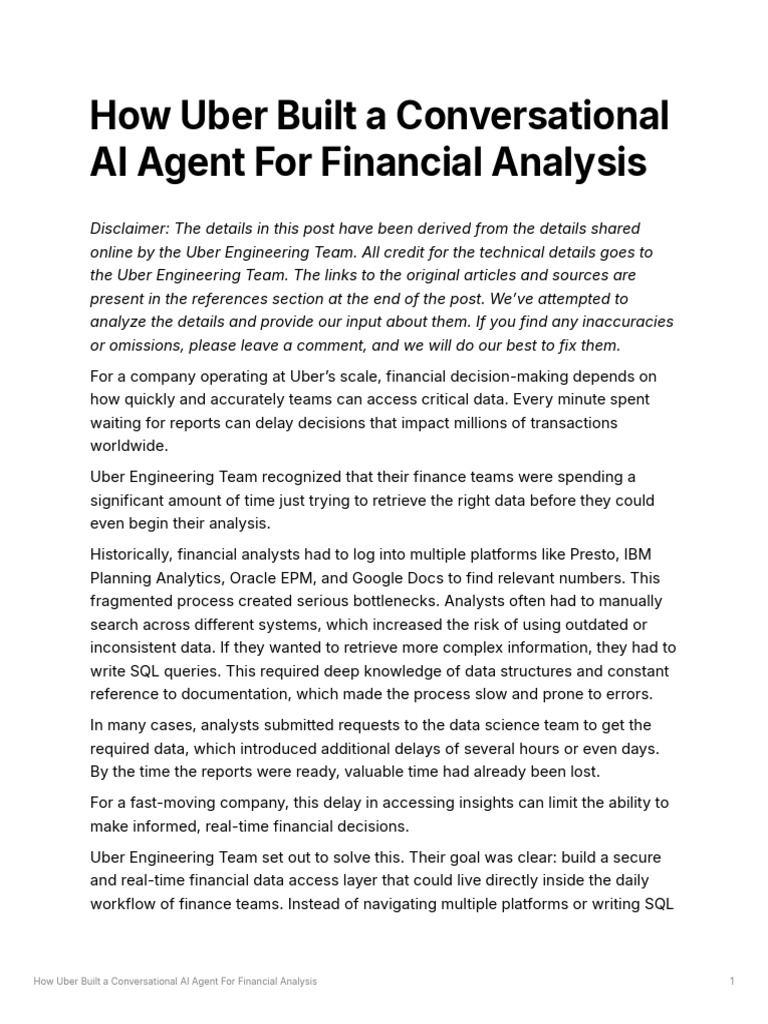 Uber's Finch: AI for Financial Insights | PDF | Databases | Artificial ...
