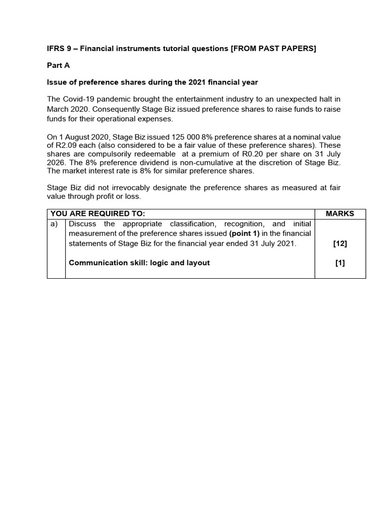 13.5 IFRS 9 - Tutorial Question (2025) | PDF