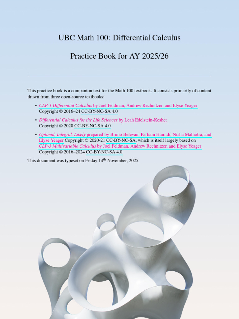 UBC Math 100 Differential Calculus Practice | PDF | Function ...