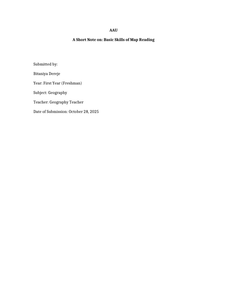 Basic_Skills_of_Map_Reading_Bitaniya_Dereje | PDF | Map | Geography