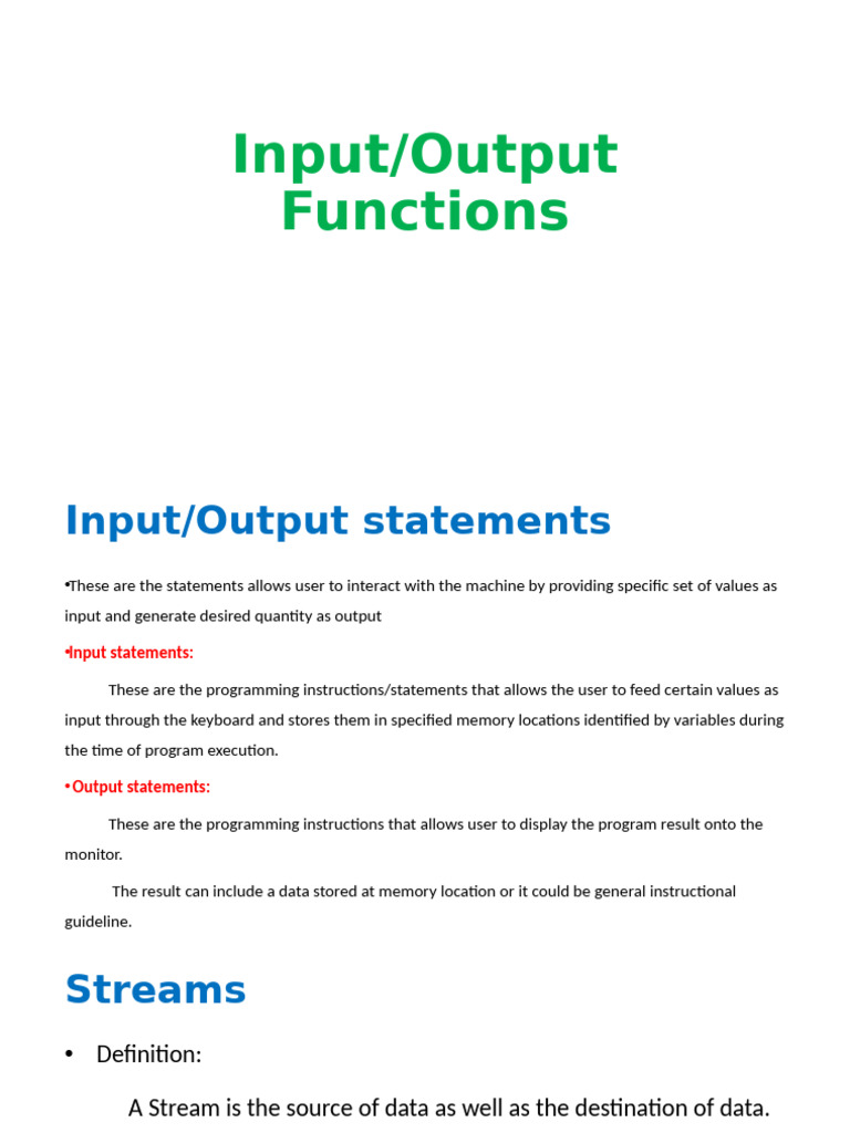 C Programming Input/Output Functions | PDF | Input/Output | Computer ...