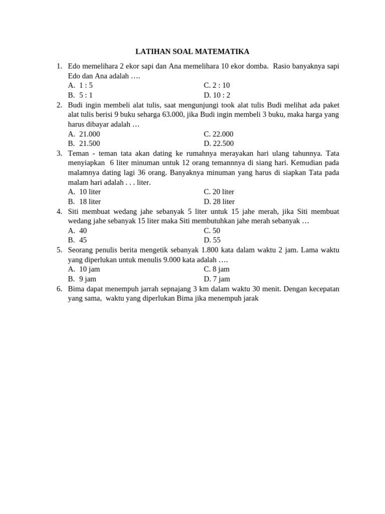 Latihan Soal Matematika Dasar | PDF