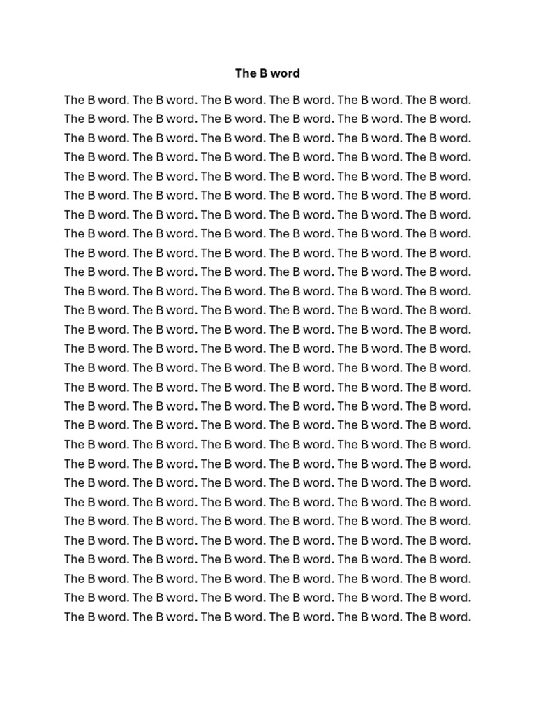 The B word | PDF