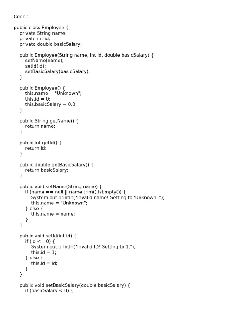 Java Employee Class Implementation | PDF