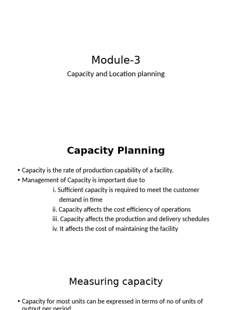 Capacity and Location Planning Strategies | PDF | Economies | Business