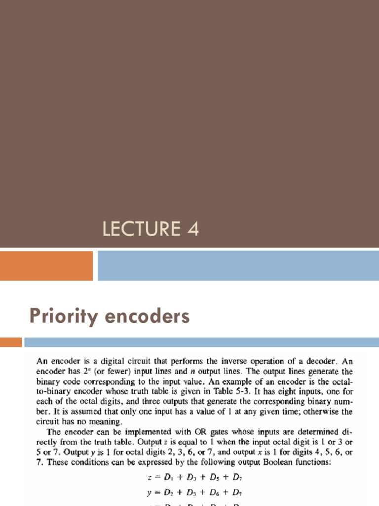 Priority Encoders and Comparators Explained | PDF | Function ...