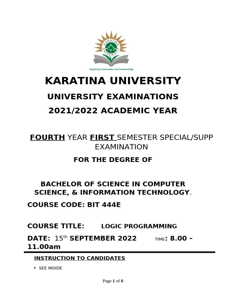 BIT 444E Logic Programming - Supp | PDF | Theoretical Computer Science ...