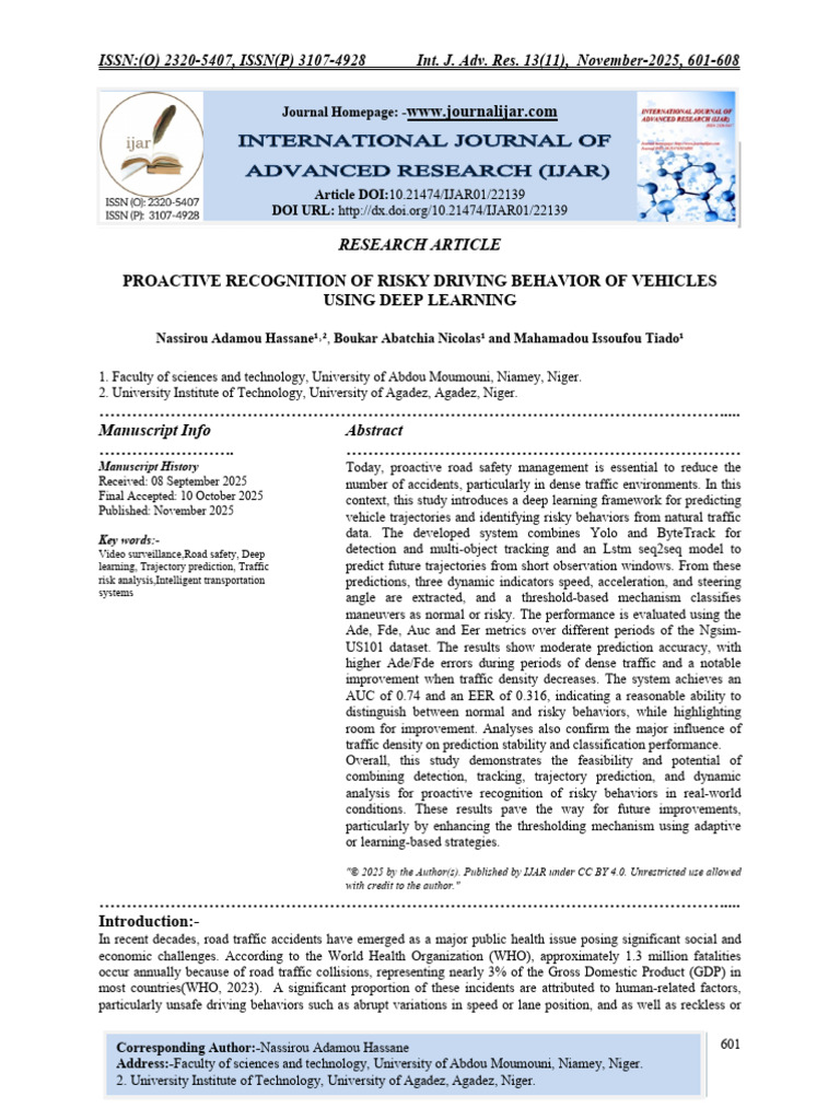 Deep Learning for Risky Driving Detection | PDF | Receiver Operating ...
