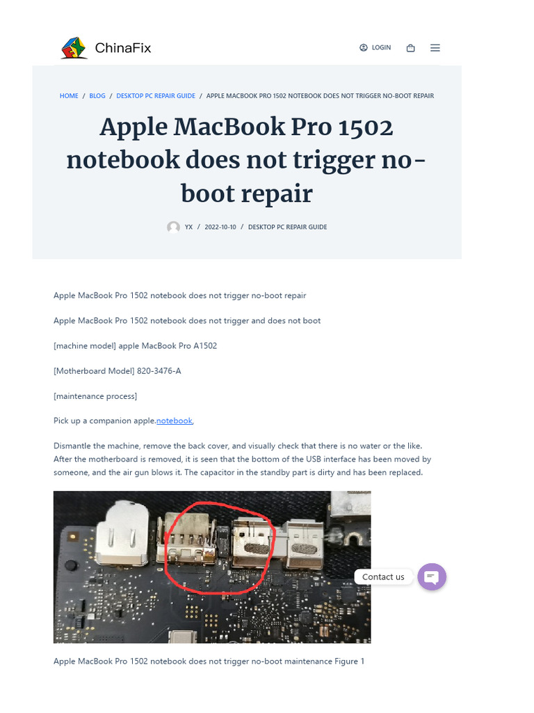 Apple MacBook Pro 1502 Notebook Does Not Trigger No-boot Repair | PDF ...