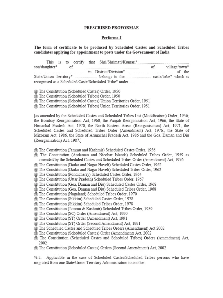 SC ST Certificate | PDF