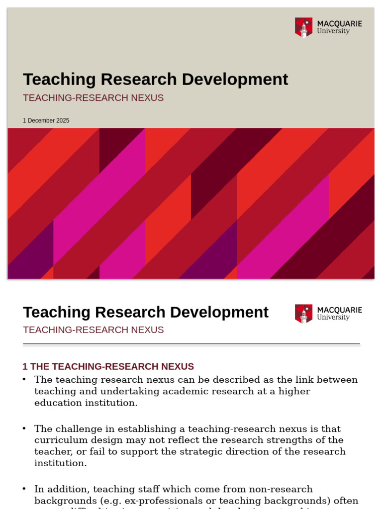 Teaching-Research Nexus Strategies | PDF | Knowledge | Curriculum