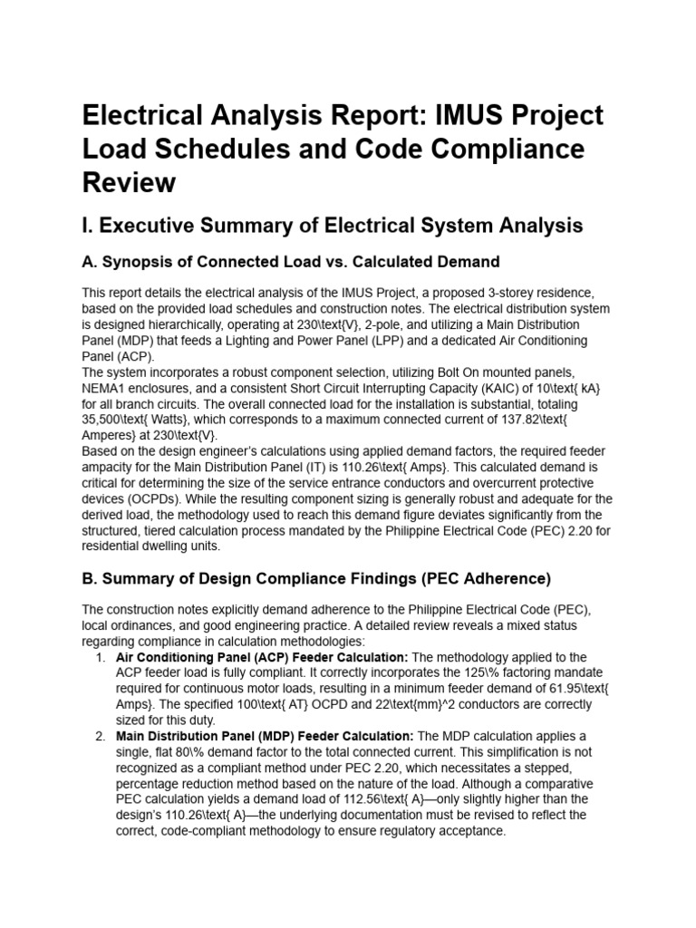 IMUS Project Electrical Analysis Report | PDF | Insulator (Electricity ...