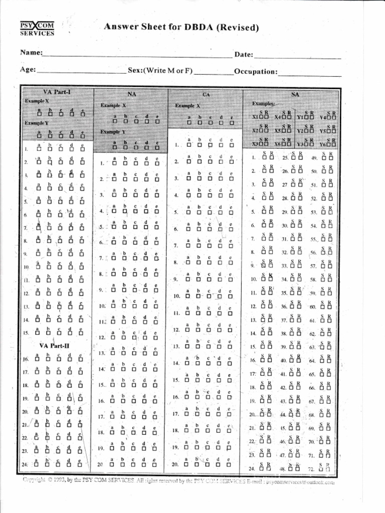 Answersheet For DBDA | PDF