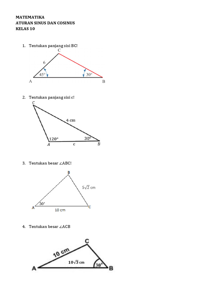 Math_Aturan Sinus Dan Cosinus 2 | PDF