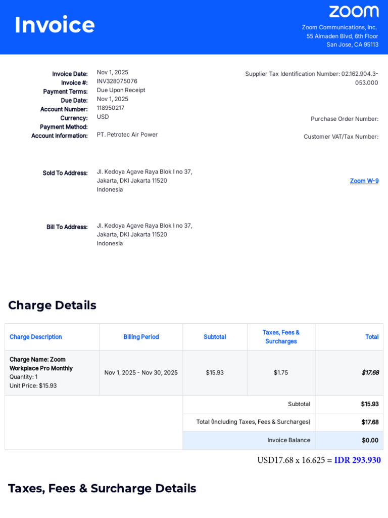 zoom nov | PDF | Invoice | Accounting