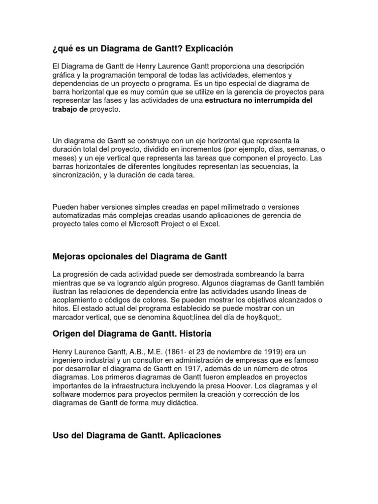 ¿qué es un Diagrama de Gantt
