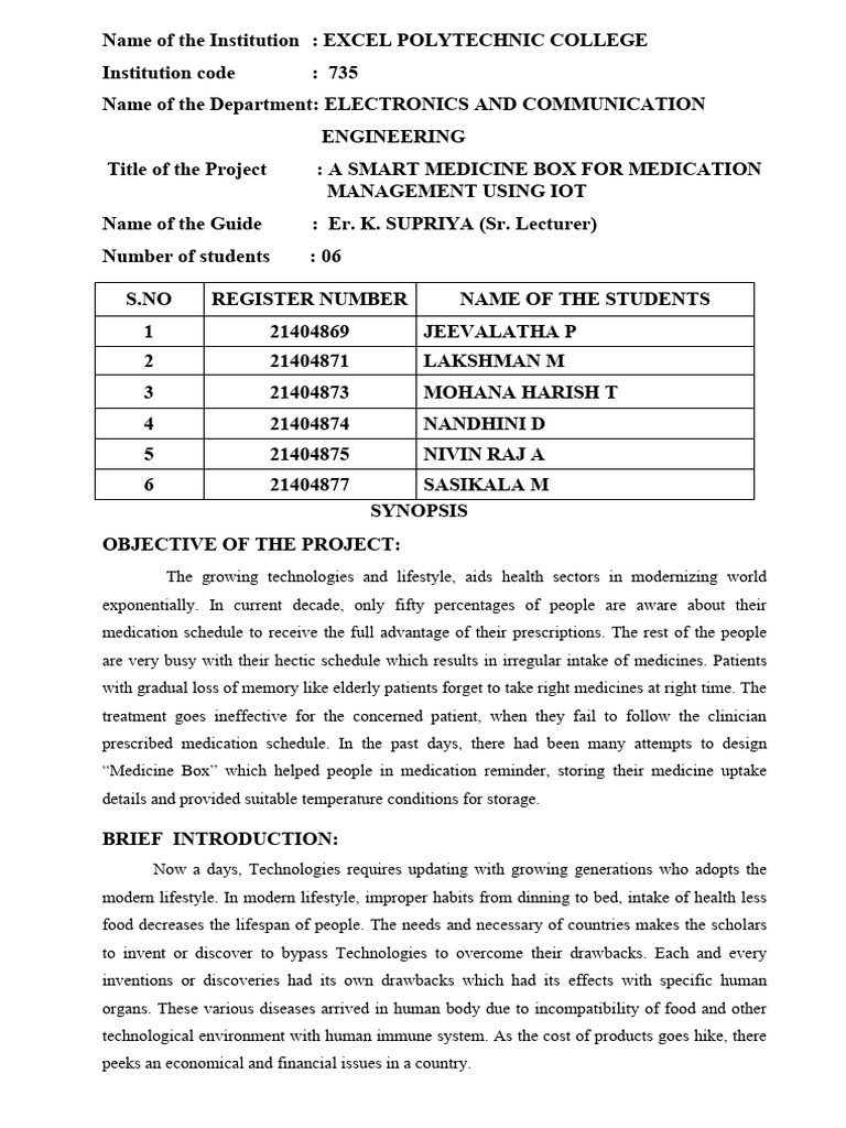 Ece III Year Project Batch 1 Excel College | PDF | Arduino | Health Care