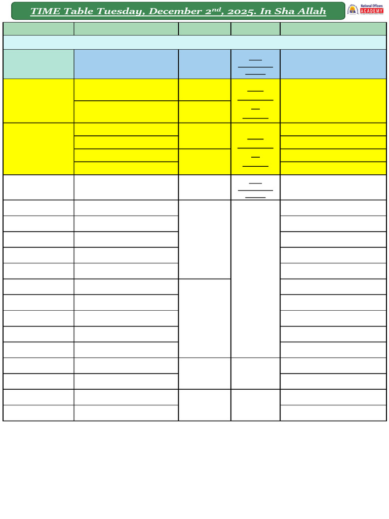 December 2025 Class Schedule and Tests | PDF
