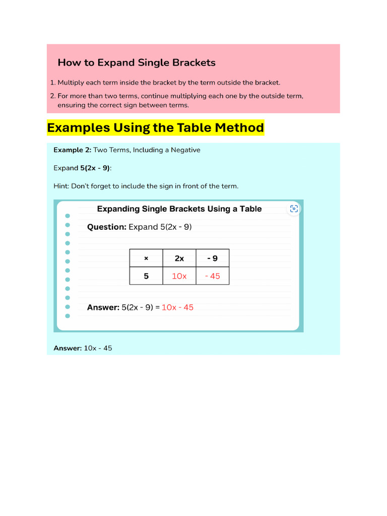 20251104笔记-Expand the Bracket by Using the Table Method + Multiply Out ...
