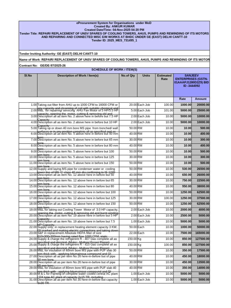 MoD eProcurement: Cooling Tower Repairs | PDF | Pipe (Fluid Conveyance ...