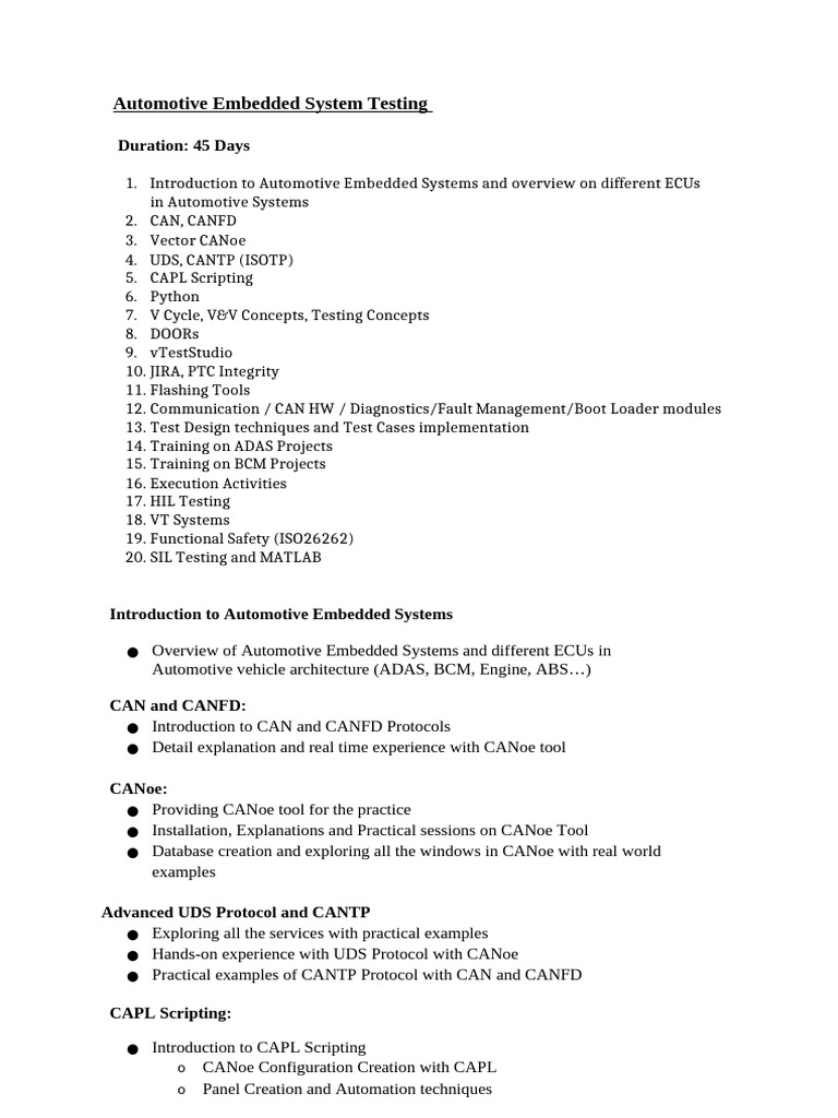 Automotive Embedded Testing Training Content | PDF | Embedded System ...
