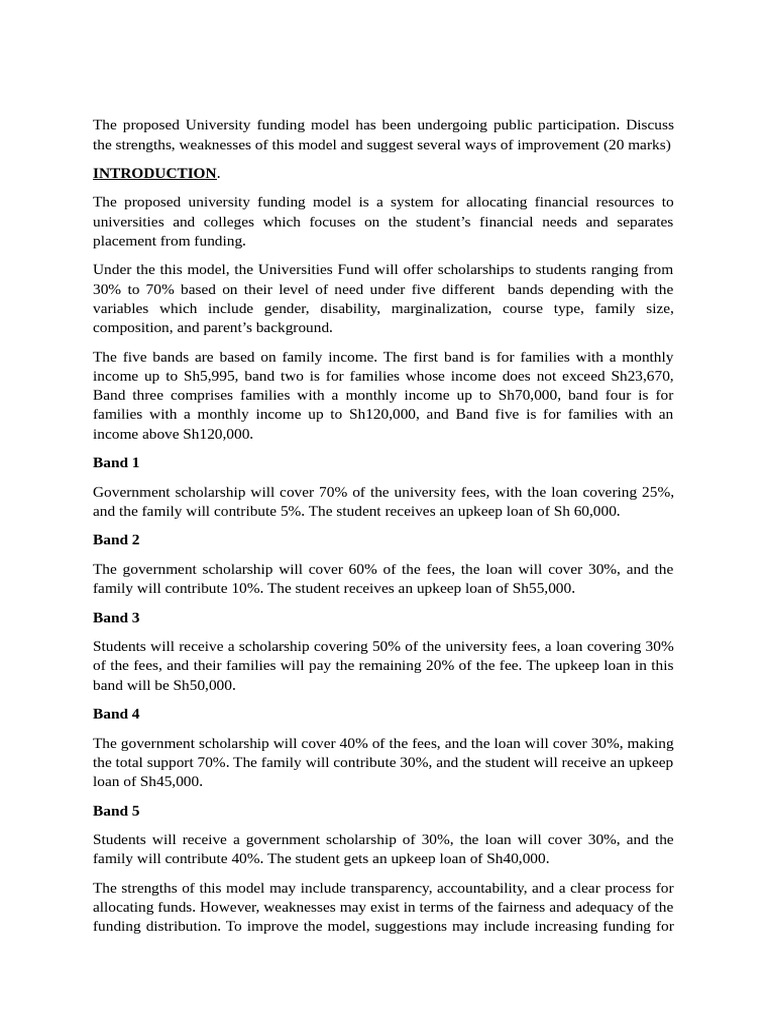 University Funding Model Analysis and Improvements | PDF