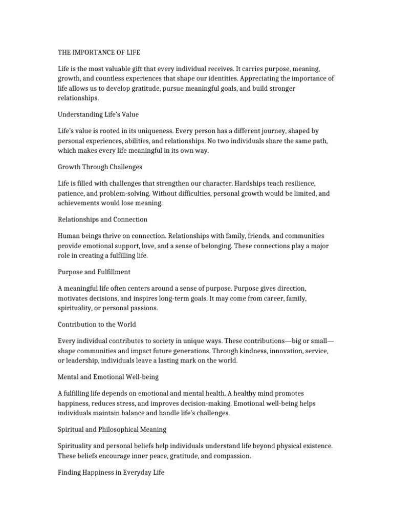 The Value and Meaning of Life | PDF | Happiness | Well Being