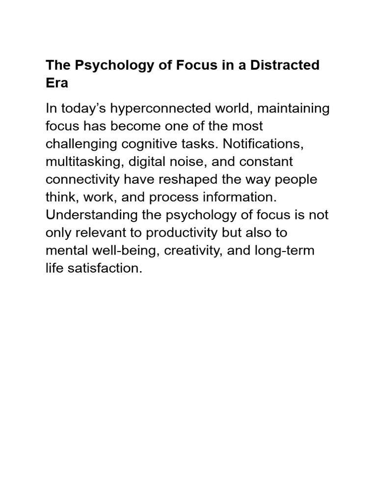 Mastering Focus in a Distracted World | PDF | Learning | Attention