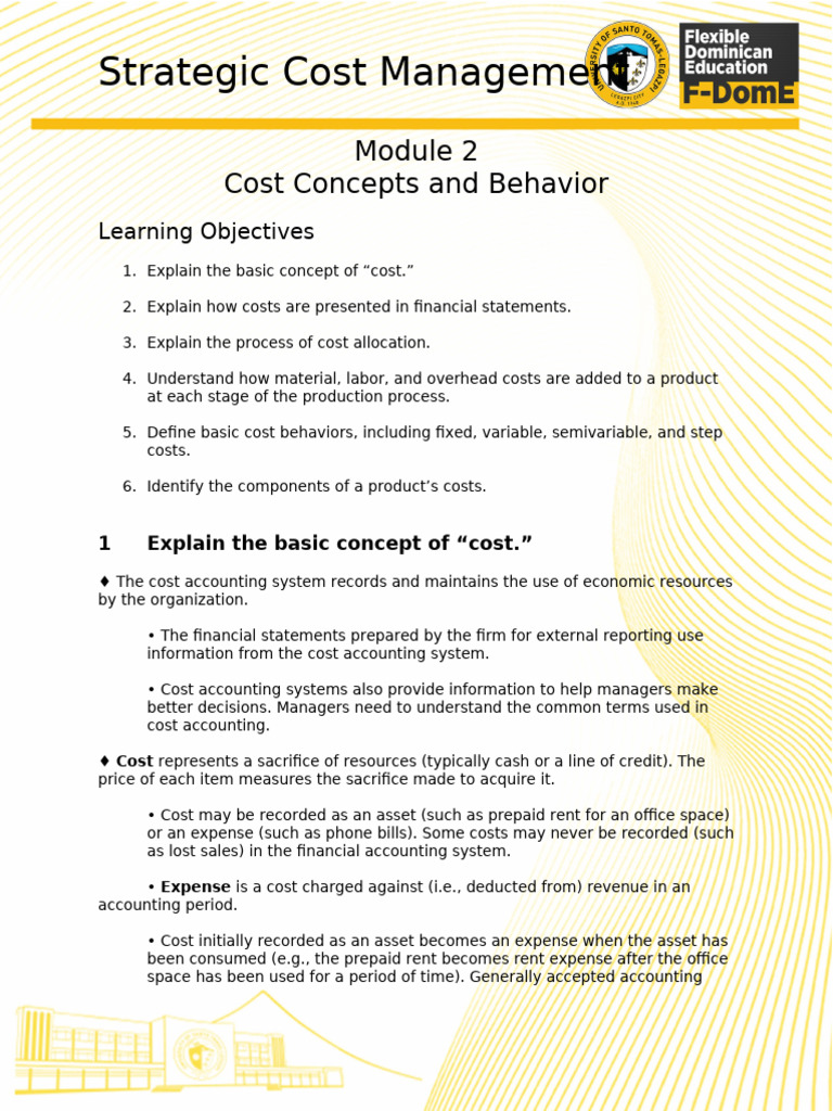 Cost Concepts and Behavior Overview | PDF | Cost Of Goods Sold | Inventory