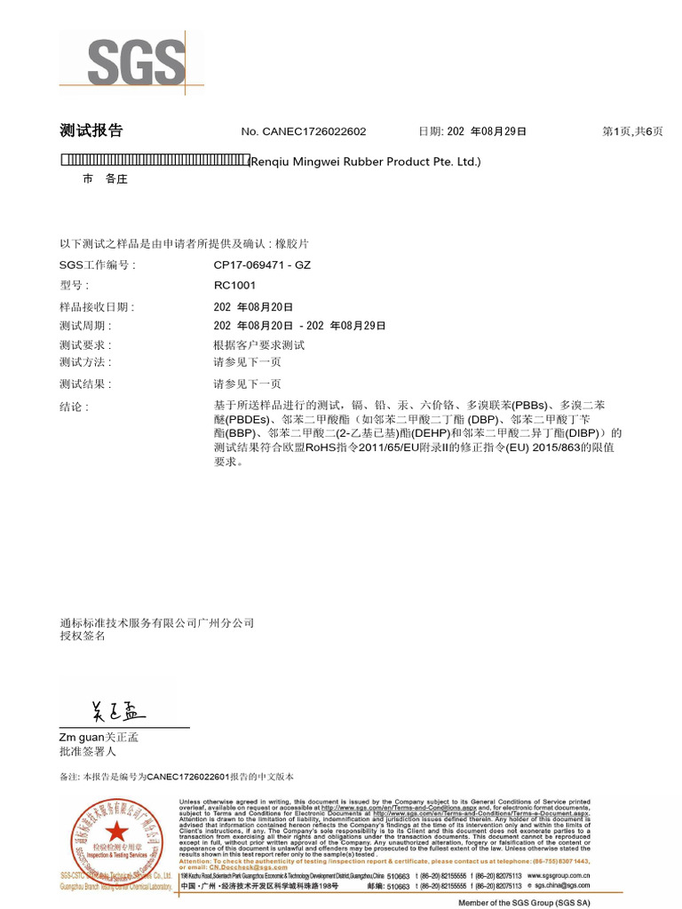 Gasket SGS Report | PDF