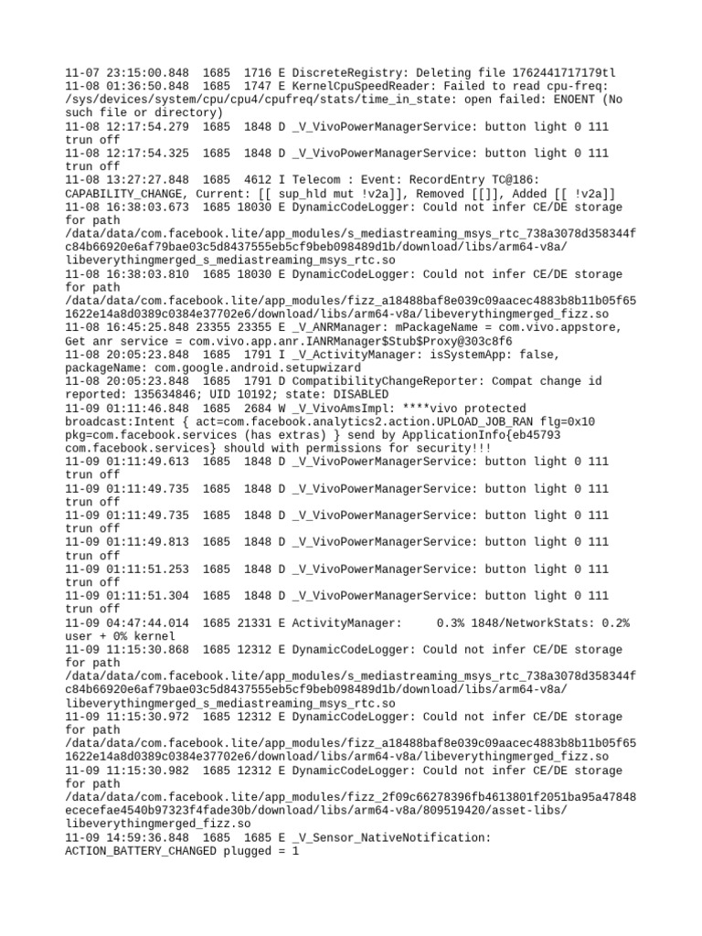 Vivo Device Log Errors and Notifications | PDF | Computer Engineering ...