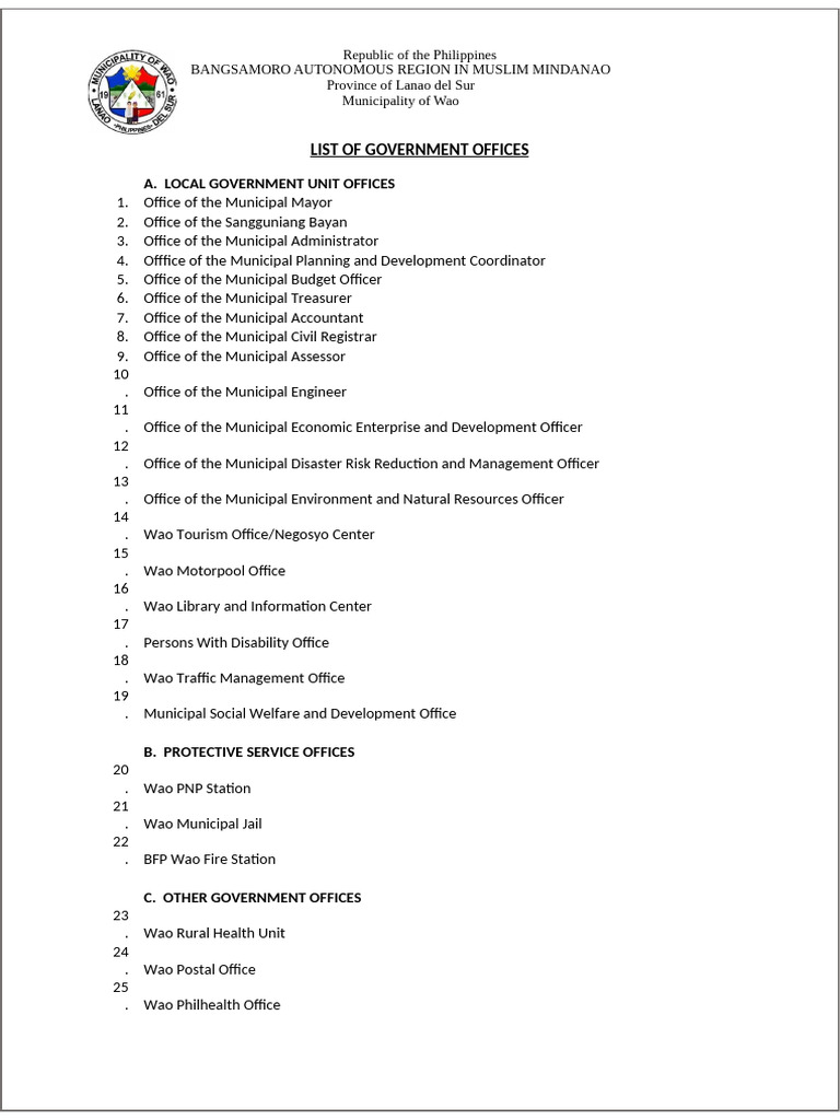 List of Government Offices | PDF