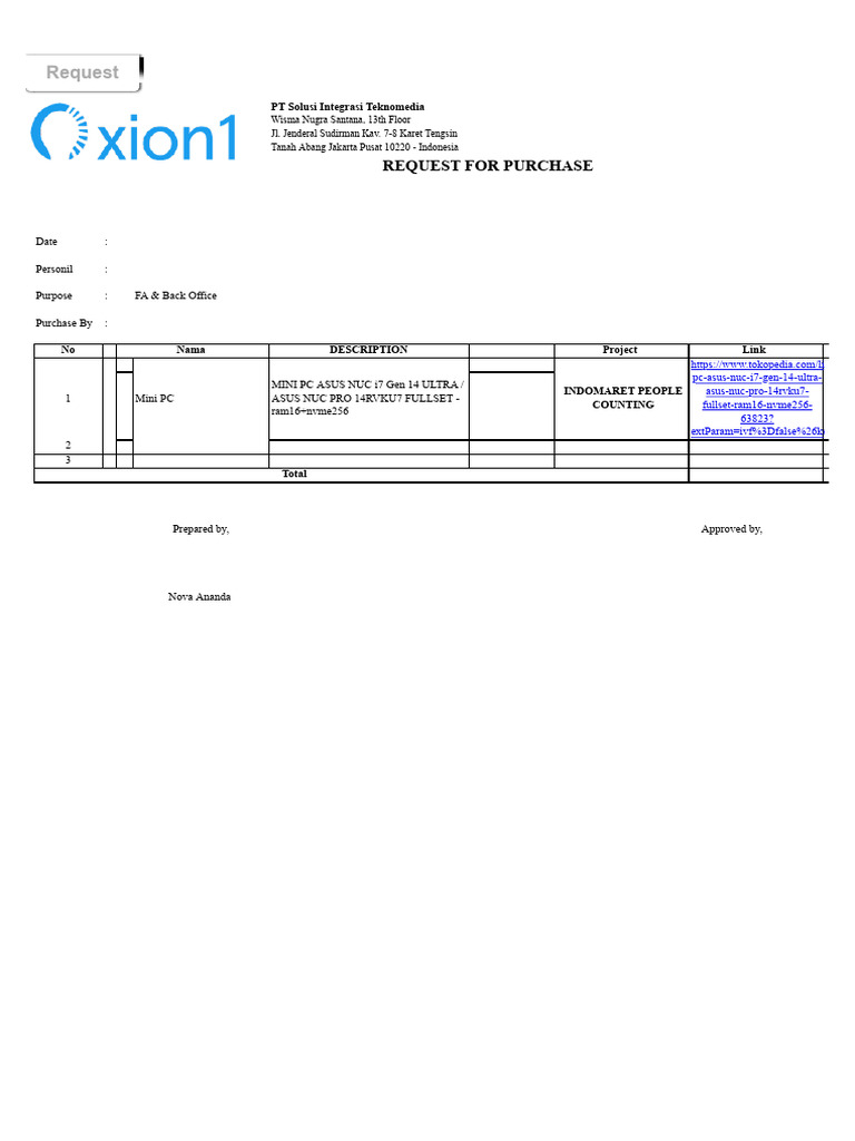 Purchase Request for ASUS NUC Mini PC | PDF