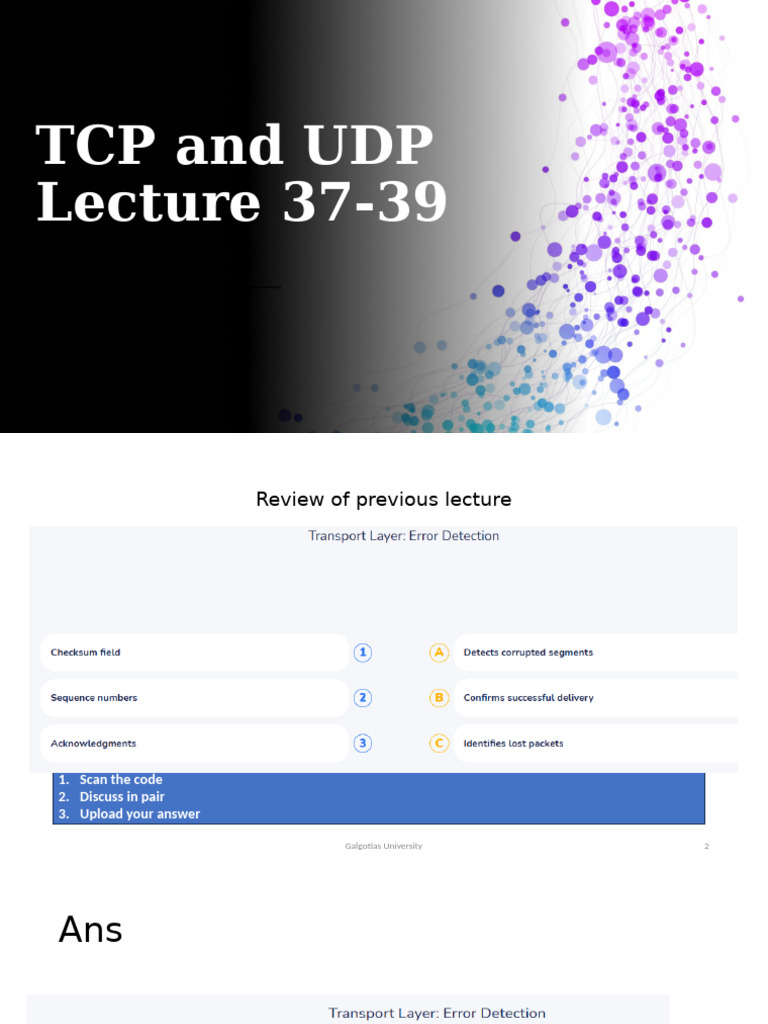 Lecture-37-39 TCP and UDP Protocol | PDF | Transmission Control ...