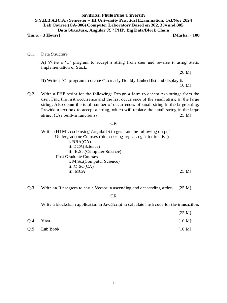 S.Y.B.B.A.(C.A.) Practical Exam Lab Guide | PDF | Angular Js | String ...